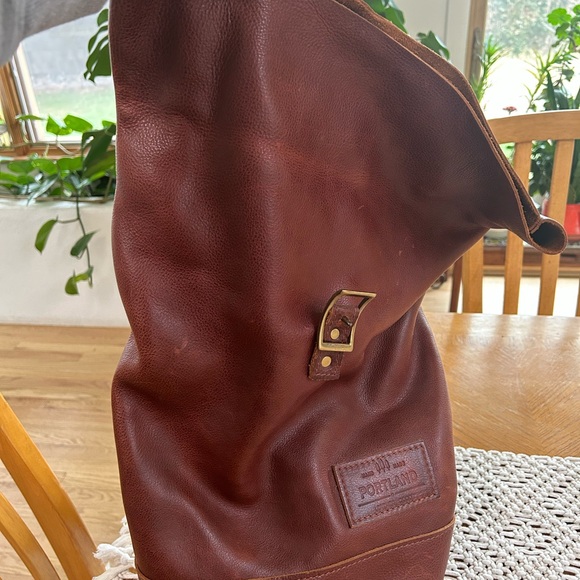 Roll Top Leather Backpack - Picture 4 of 5